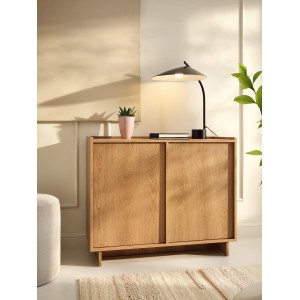 SUNA Kommode Japandi Design Sideboard Eiche Caramel grifflos 98 cm breit 2/9