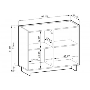 SUNA Kommode Japandi Design Sideboard Eiche Caramel grifflos 98 cm breit 6/9