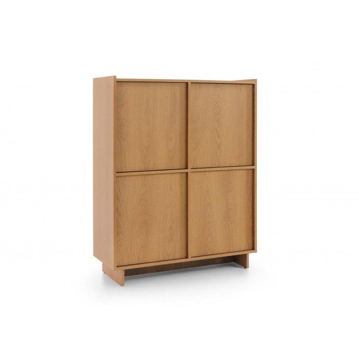 SUNA Highboard Japandi Design Kommode Eiche Caramel grifflos 124 cm hoch