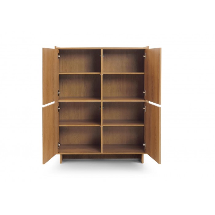 SUNA Highboard Japandi Design Kommode Eiche Caramel grifflos 124 cm hoch