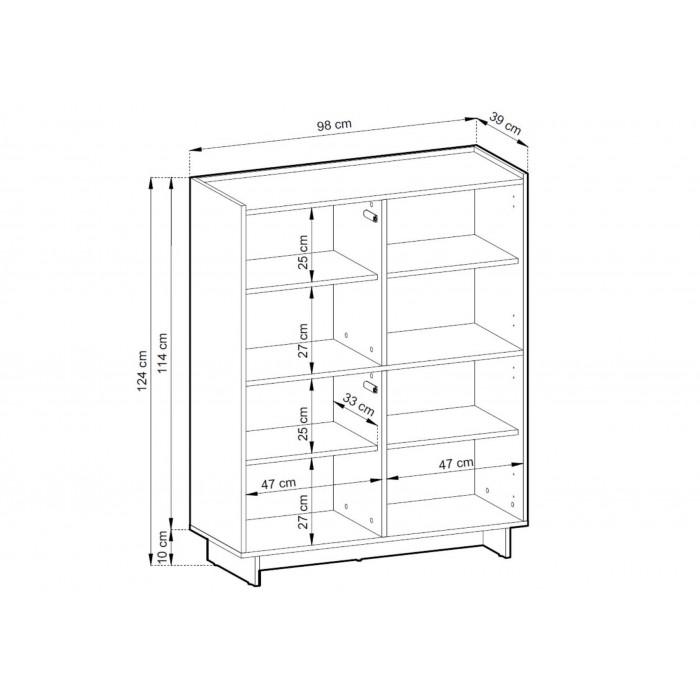 SUNA Highboard Japandi Design Kommode Eiche Caramel grifflos 124 cm hoch