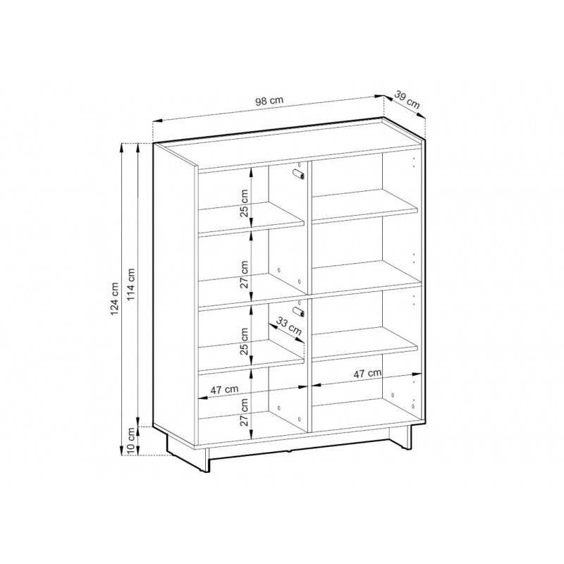 SUNA Highboard Japandi Design Kommode Eiche Caramel grifflos 124 cm hoch 5/9
