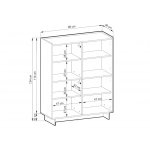 SUNA Highboard Japandi Design Kommode Eiche Caramel grifflos 124 cm hoch 5/9