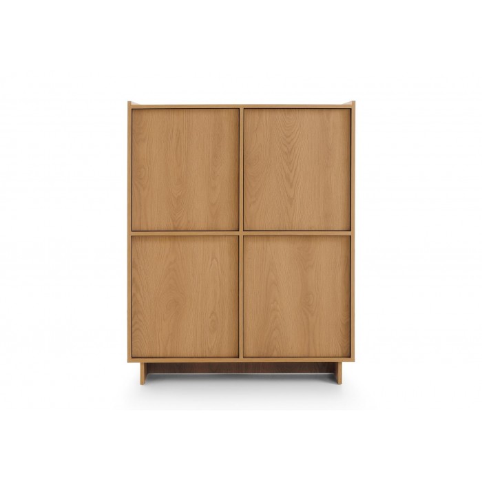 SUNA Highboard Japandi Design Kommode Eiche Caramel grifflos 124 cm hoch