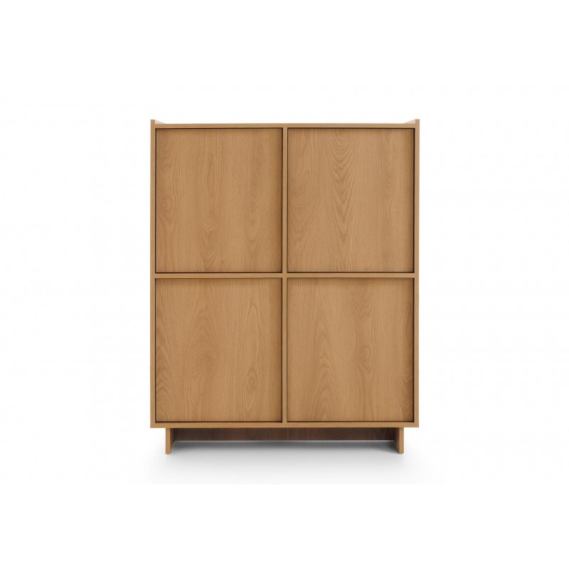 SUNA Highboard Japandi Design Kommode Eiche Caramel grifflos 124 cm hoch 6/9