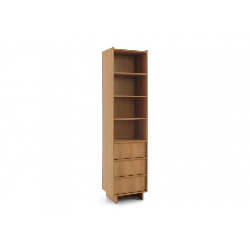 SUNA Bücherregal Japandi Design Eiche Caramel 50 cm breit 3 Schubladen 200 cm hoch 1/9