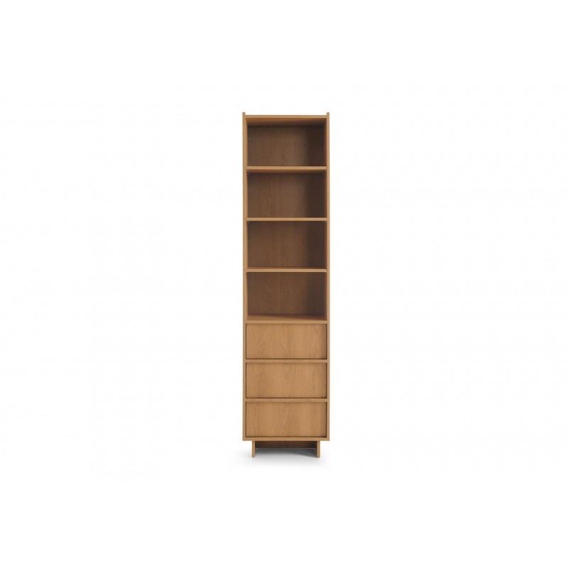 SUNA Bücherregal Japandi Design Eiche Caramel 50 cm breit 3 Schubladen 200 cm hoch 6/9