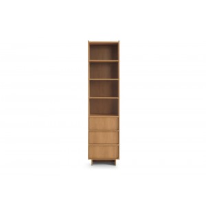 SUNA Bücherregal Japandi Design Eiche Caramel 50 cm breit 3 Schubladen 200 cm hoch 6/9