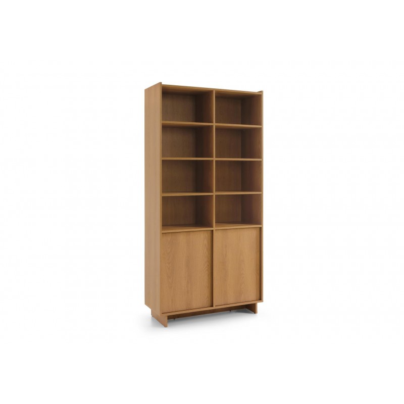 SUNA Bücherregal 98 cm breit Japandi Design Schrank Eiche Caramel grifflos 200 cm hoch 1/9