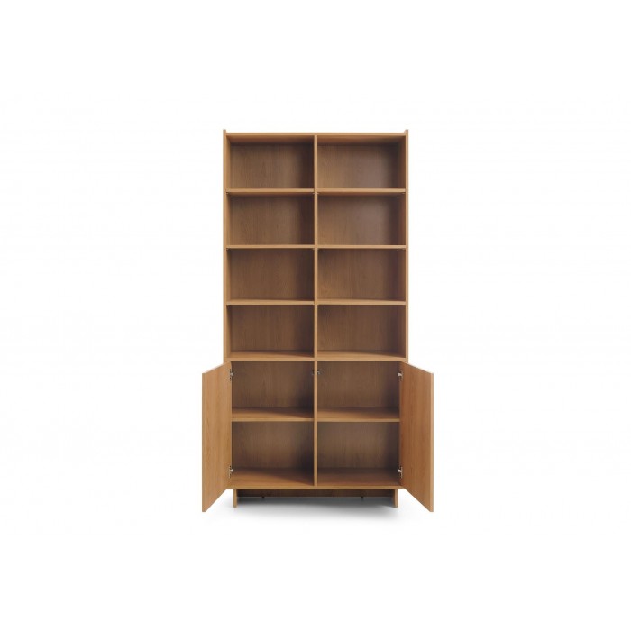 SUNA Bücherregal 98 cm breit Japandi Design Schrank Eiche Caramel grifflos 200 cm hoch