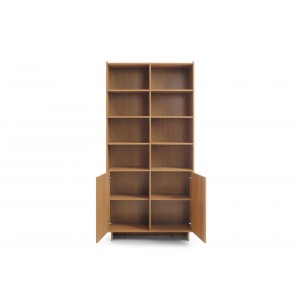 SUNA Bücherregal 98 cm breit Japandi Design Schrank Eiche Caramel grifflos 200 cm hoch 2/9