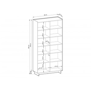 SUNA Bücherregal 98 cm breit Japandi Design Schrank Eiche Caramel grifflos 200 cm hoch 4/9