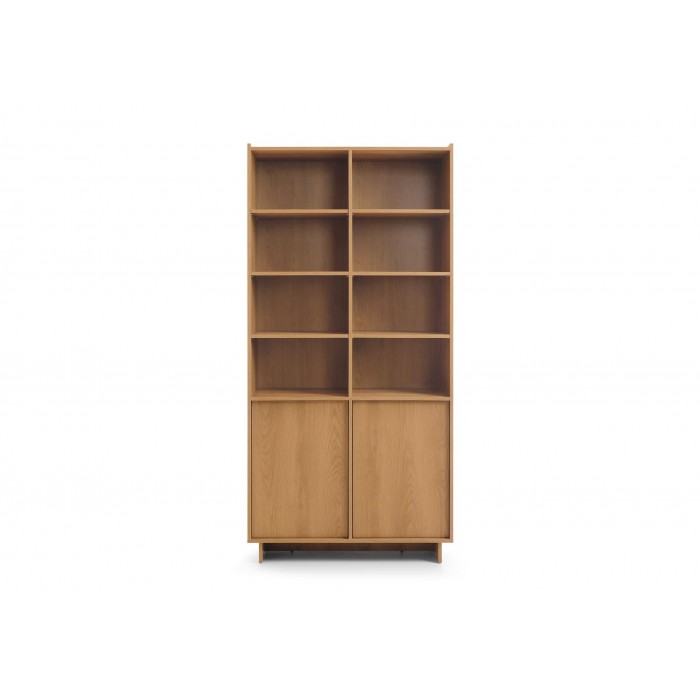 SUNA Bücherregal 98 cm breit Japandi Design Schrank Eiche Caramel grifflos 200 cm hoch