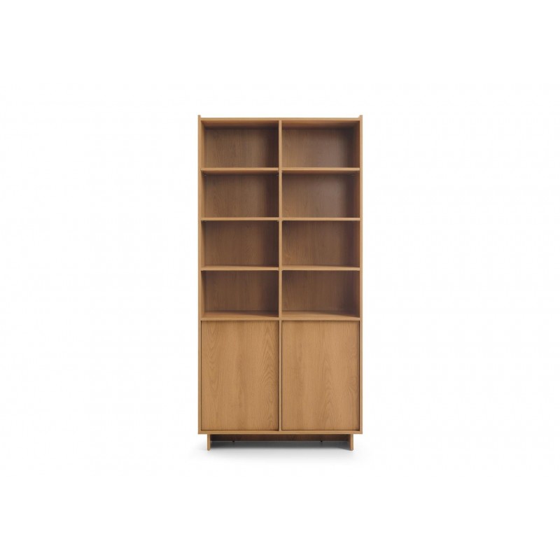 SUNA Bücherregal 98 cm breit Japandi Design Schrank Eiche Caramel grifflos 200 cm hoch 6/9