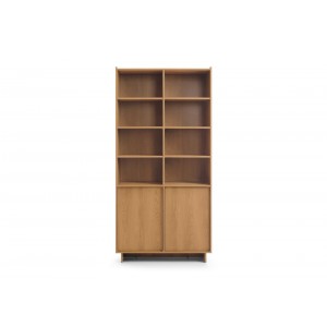 SUNA Bücherregal 98 cm breit Japandi Design Schrank Eiche Caramel grifflos 200 cm hoch 6/9