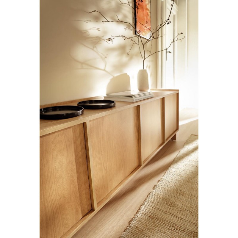 SUNA TV Lowboard 195 cm breit Japandi Design Fernsehtisch Eiche Caramel grifflos 4/9
