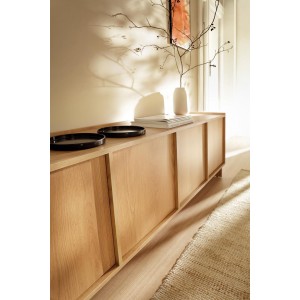 SUNA TV Lowboard 195 cm breit Japandi Design Fernsehtisch Eiche Caramel grifflos 4/9