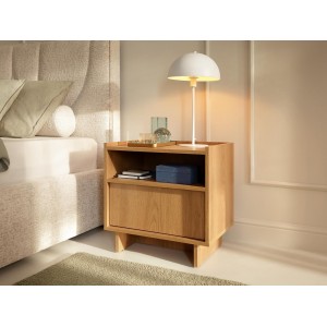 SUNA Nachtschrank Nachttisch Japandi Design Eiche Caramel grifflos 50 cm breit 2/9