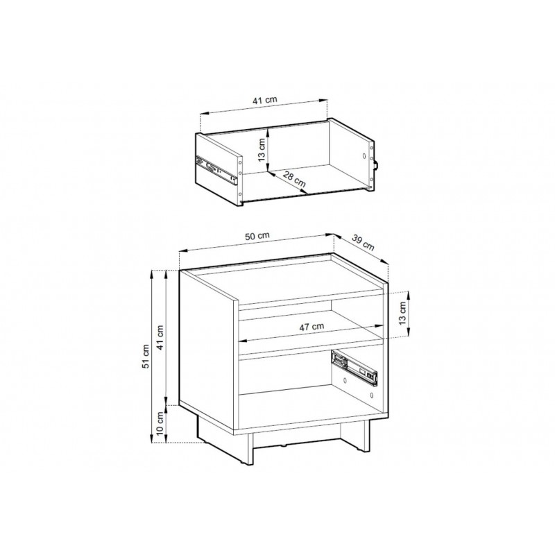 SUNA Nachtschrank Nachttisch Japandi Design Eiche Caramel grifflos 50 cm breit 4/9