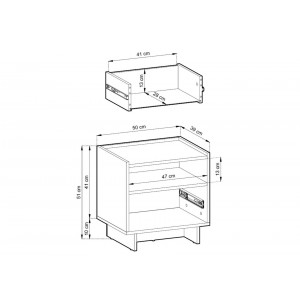 SUNA Nachtschrank Nachttisch Japandi Design Eiche Caramel grifflos 50 cm breit 4/9