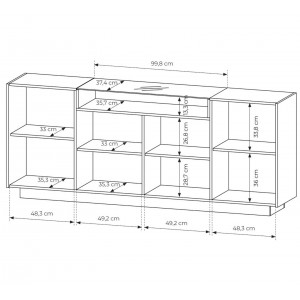 Breite Kommode 203 cm KIRO viertürig mit LED-Beleuchtung Beige + Cremona Eiche 5/9