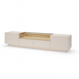 KIRO TV-Lowboard 203 cm mit LED & Glas, 2 Türen 2 Schubladen, Kakao / Eiche 1/9