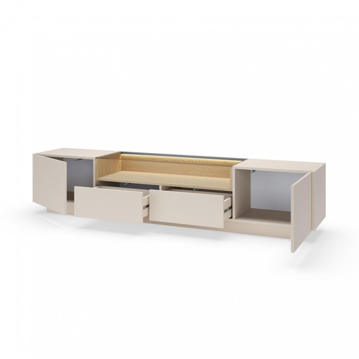 KIRO TV-Lowboard 203 cm mit LED & Glas, 2 Türen...