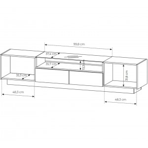KIRO TV-Lowboard 203 cm mit LED & Glas, 2 Türen 2 Schubladen, Kakao / Eiche 4/9