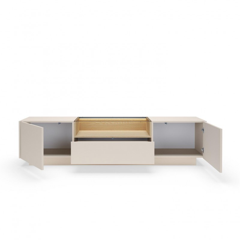 TV-Board 176 cm KIRO TV-Tisch mit Schublade und LED-Beleuchtung – Beige / Cremona Eiche 8/9