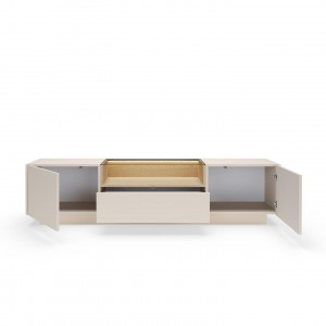 TV-Board 176 cm KIRO TV-Tisch mit Schublade und LED-Beleuchtung – Beige / Cremona Eiche 8/9