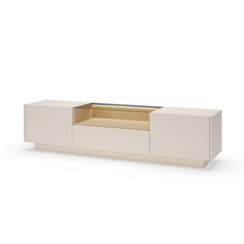 TV-Board 176 cm KIRO TV-Tisch mit Schublade und LED-Beleuchtung – Beige / Cremona Eiche 1/9