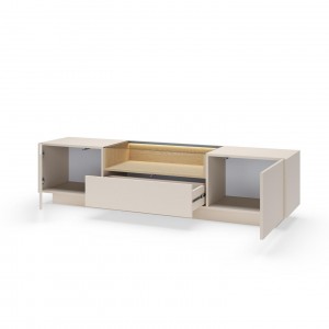 TV-Board 176 cm KIRO TV-Tisch mit Schublade und LED-Beleuchtung – Beige / Cremona Eiche 2/9