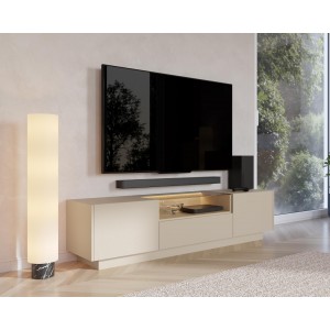 TV-Board 176 cm KIRO TV-Tisch mit Schublade und LED-Beleuchtung – Beige / Cremona Eiche 3/9