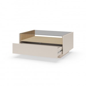Couchtisch 96x67 cm KIRO mit zwei Schubladen und Glasplatte fürs Wohnzimmer Beige / Cremona Eiche 6/9