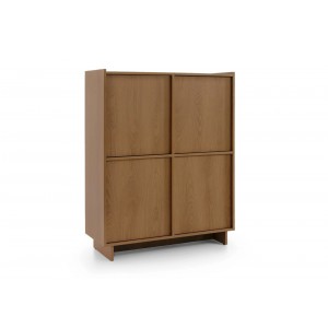 SUNA Highboard Japandi Design Kommode Eiche Caramel grifflos 124 cm hoch 1/9