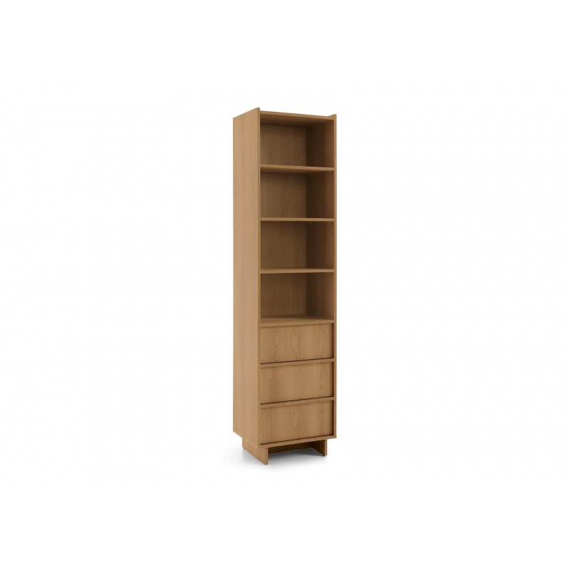 SUNA Bücherregal Japandi Design Eiche Caramel 50 cm breit 3 Schubladen 200 cm hoch 1/9