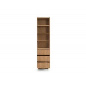 SUNA Bücherregal Japandi Design Eiche Caramel 50 cm breit 3 Schubladen 200 cm hoch 2/9