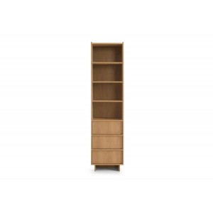 SUNA Bücherregal Japandi Design Eiche Caramel 50 cm breit 3 Schubladen 200 cm hoch 6/9