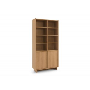 SUNA Bücherregal 98 cm breit Japandi Design Schrank Eiche Caramel grifflos 200 cm hoch 1/9
