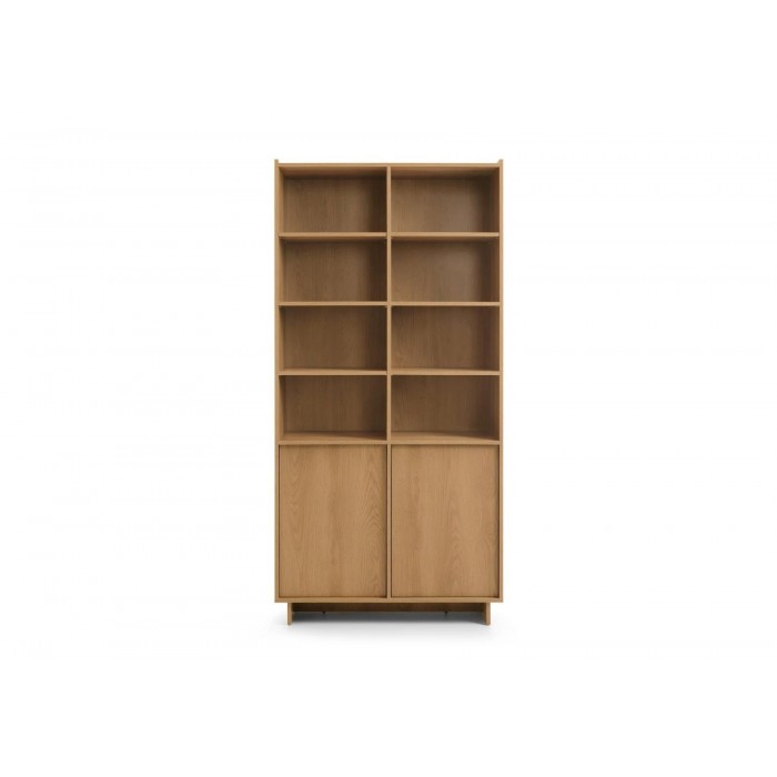 SUNA Bücherregal 98 cm breit Japandi Design Schrank Eiche Caramel grifflos 200 cm hoch