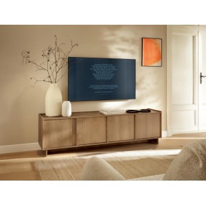 SUNA TV Lowboard 195 cm breit Japandi Design Fernsehtisch Eiche Caramel grifflos 2/9