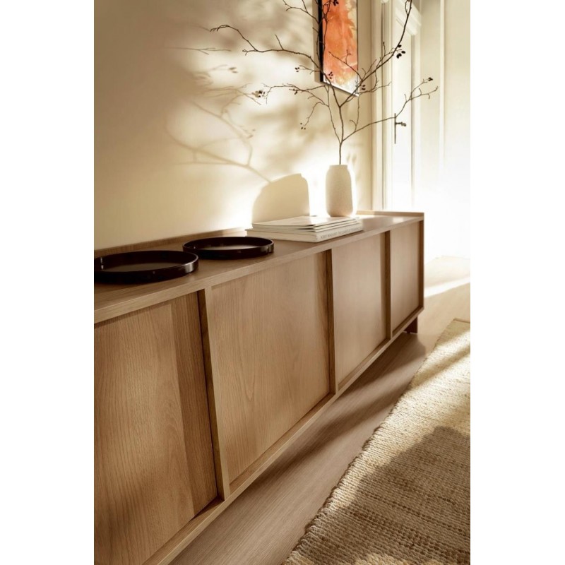 SUNA TV Lowboard 195 cm breit Japandi Design Fernsehtisch Eiche Caramel grifflos 4/9