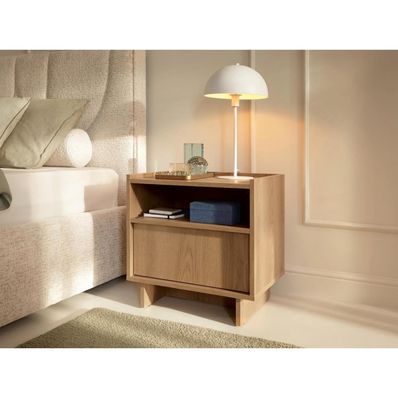 SUNA Nachtschrank Nachttisch Japandi Design Eiche Caramel grifflos 50 cm breit 2/9