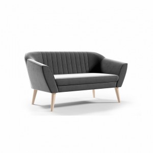 Skandinavisches 2-Sitzer Sofa PIRS 2 mit Buchenholzbeinen und Samtbezug – 140 cm Grau 1/9