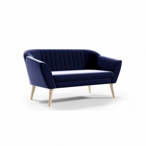 Skandinavisches 2-Sitzer Sofa PIRS 2 mit Buchenholzbeinen – Samt, Dunkelblau 1/9