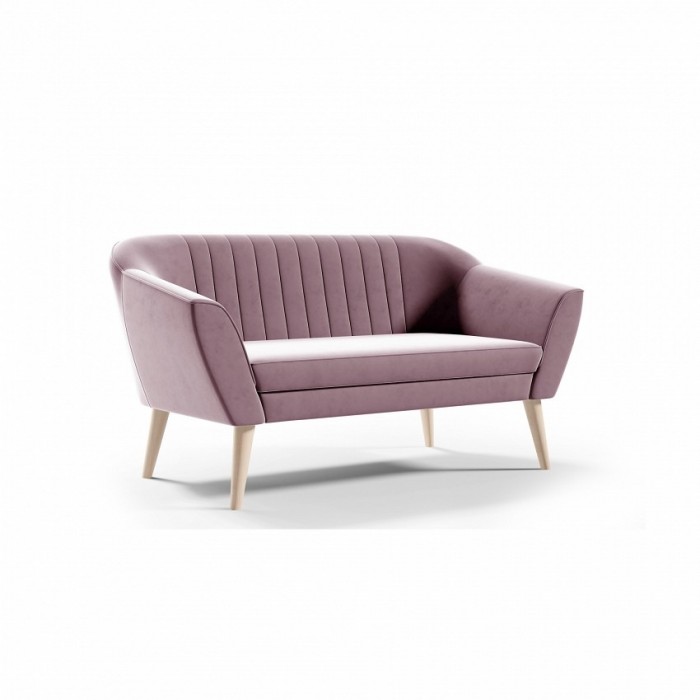 2-Sitzer Polstersofa PIRS 2 aus Riviera-Samt mit Ziernähten – Rosa