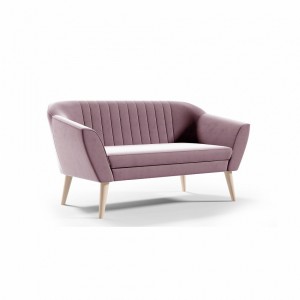 2-Sitzer Polstersofa PIRS 2 aus Riviera-Samt mit Ziernähten – Rosa 1/9
