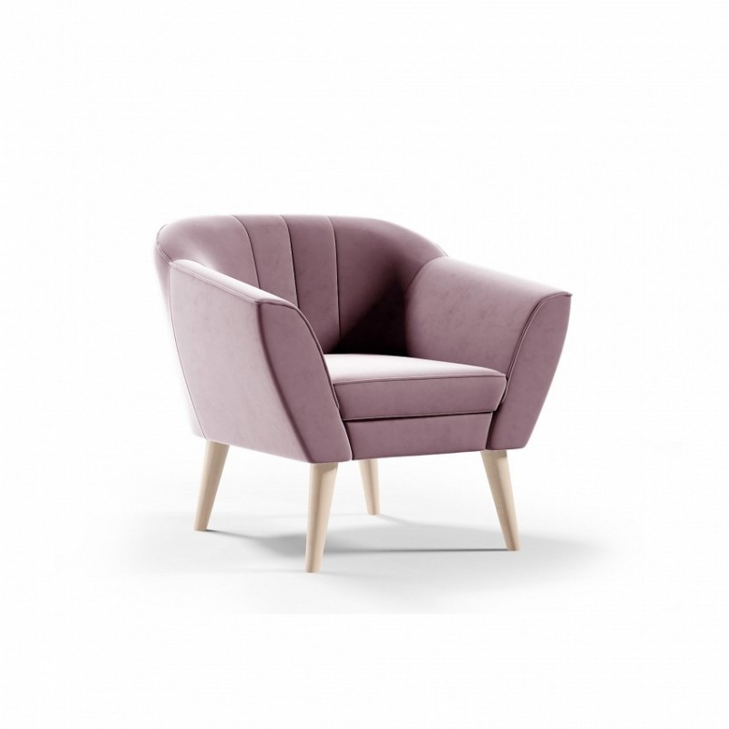 Freistehender Polstersessel PIRS 80 cm mit Holzbeinen – Rosa 1/9