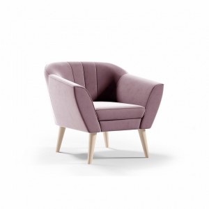 Freistehender Polstersessel PIRS 80 cm mit Holzbeinen – Rosa 1/9