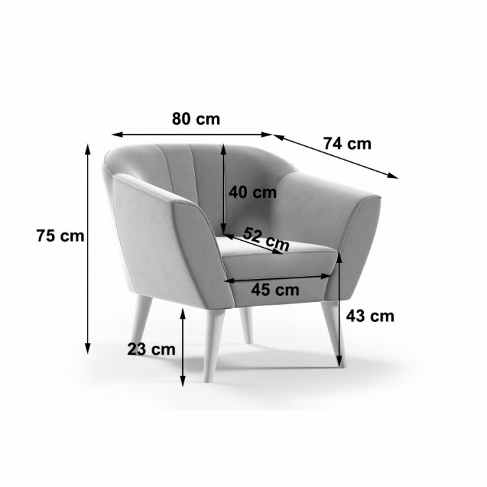 Freistehender Polstersessel PIRS 80 cm mit...